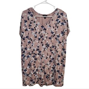 J Jill Wearever Pink Blue White Floral Tunic Size S Easy Care Travel Everyday